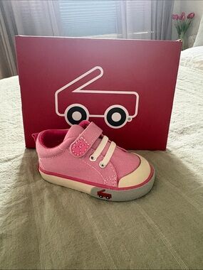 See Kai Run Pink Canvas Toddler Sneaker with Velcro Strap